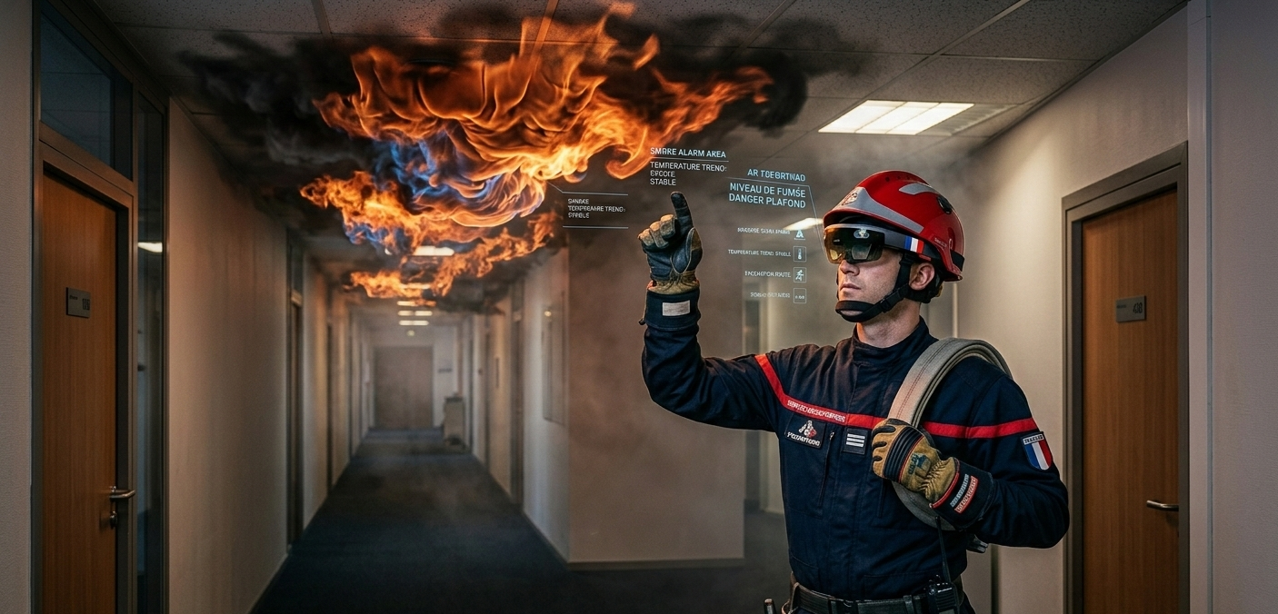 Simulation incendie bureau pour entraînement sapeurs-pompiers LARI
